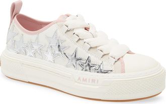 Amiri Stars Court Low Top Platform Sneaker in White/Silver/Pink at Nordstrom, Size 10Us