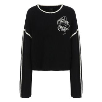 Pinko Round-neck Knitwear, female, Black, S, Alicudi Jumper