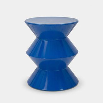 Les Tendances Mesa Auxiliar Redonda De Metal Para Sal&oacute;n Zag - Azul Marino