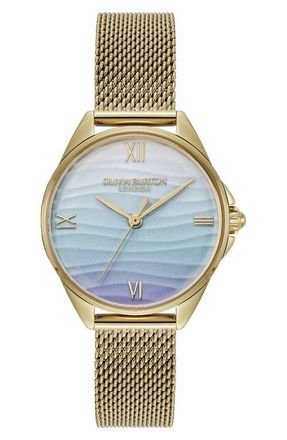 Olivia Burton Azure Mesh Strap Watch, 30mm in Gold at Nordstrom