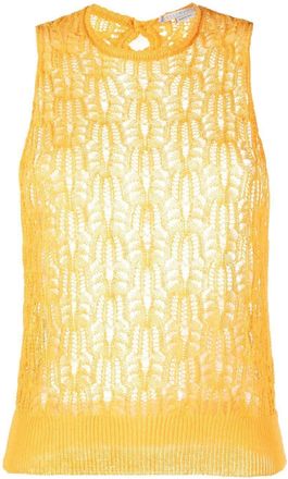 Stella McCartney pointelle-knit sleeveless top - women - Cotton - 44 - Yellow