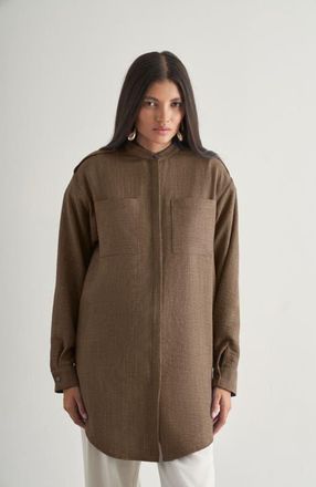 Mizalle Epaulette Tunic in Brown at Nordstrom, Size X-Large