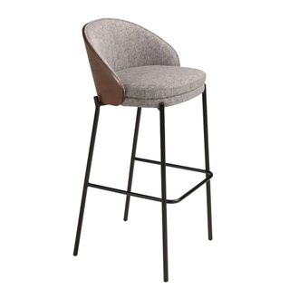 Angel Cerd&aacute; Grey Fabric & Walnut Dining Stool, 53x51x98 cm | Size: 53 x 51 x 98 cm