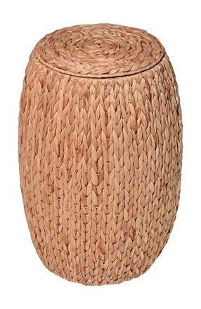 Happimess Colt Coastal Bohemian Handwoven Hyacinth Barrel Storage Stool with Lid in Natural at Nordstrom