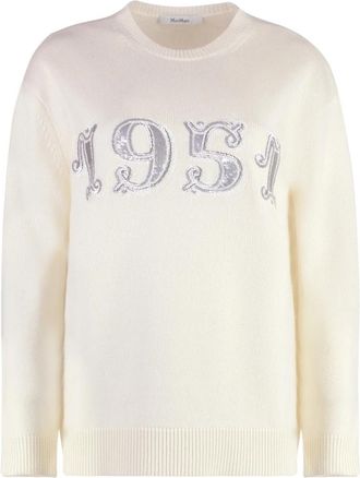 Max Mara Plata Sweater - Dames - Ronde hals truien - Wit - XS - Wol - Truien & Vesten