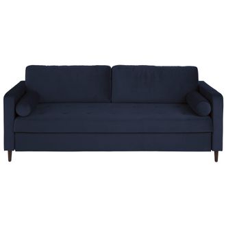 Maisons du monde Sof&aacute; cama de 3/4 plazas de terciopelo azul oscuro