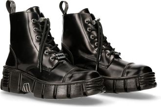 New Rock M-WALL005N-C6 Leather Wall Gothic Ankle Boots