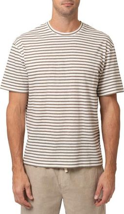 Mavi Stripe Cotton & Linen T-Shirt in Brindle at Nordstrom, Size Xx-Large