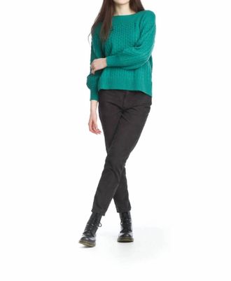 Papillon Cable Knit Sweater With Ribbed Trim Detail In Sage