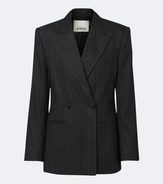 Isabel Marant Blazer Ranya in misto lana gessato