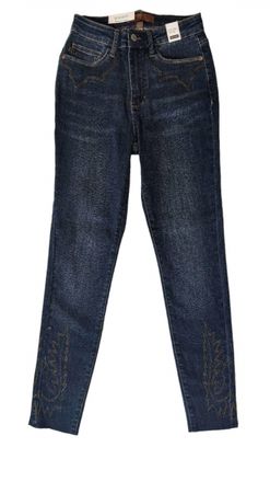 Judy Blue Womens High Waist Western Embroidery Detail Skinny Jeans In Blue