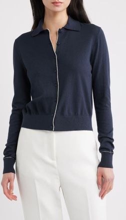 Vince Cotton & Cashmere Blend Tipped Cardigan in Twilight Navy/dk Thy at Nordstrom, Size Xx-Small
