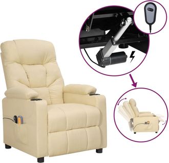 vidaXL Sill&oacute;n De Masaje El&eacute;ctrico Tela Color Crema Vidaxl