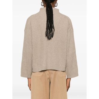 Brunello Cucinelli Ribbed Cashmere Blend Sweater - Beige