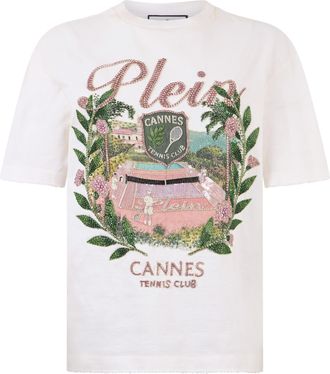 Philipp Plein Washed Man Fit T-Shirt Cannes Tennis Club