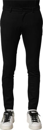 Dolce & Gabbana Zwarte Skinny Mid Taille Broek - Heren - Skinny broeken - Zwart - S - Katoen - Broeken