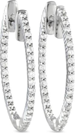 Luxury Bazaar Orecchini a cerchio Inside-out in oro bianco 14kt con diamanti - Argento