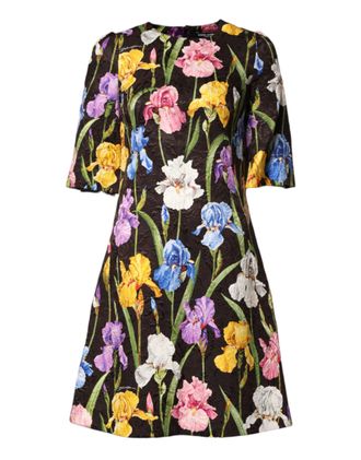 Dolce & Gabbana Womens Black Floral Brocade A-Line Mini Dress Co+se+vi