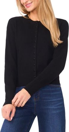 CeCe by Cynthia Steffe Rib Cardigan in Rich Black at Nordstrom, Size X-Large