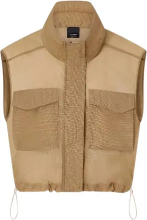 Pinko Pinko, Jassen, Dames, Beige, M, Fisarmonica Gilet Ripstop