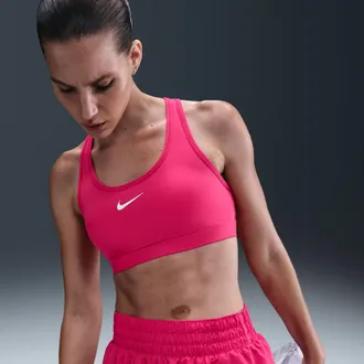 Nike Womens Swoosh Medium Support Padded Sports Bra in Pink | DX6821-666