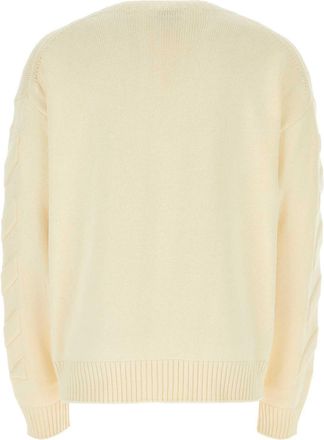 Off-white Ribbed Crew-Neck Cotton Sweater - Beige