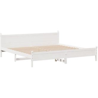 vidaXL Bed Frame without Mattress White 180x200 cm Super King Solid Wood Pine vidaXL