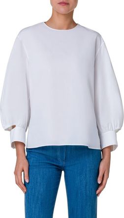 Akris Deconstructed Cotton Poplin Top in Cream at Nordstrom, Size 12