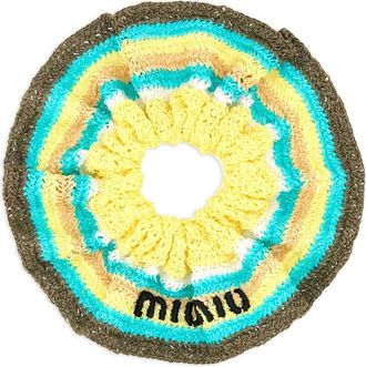 Miu Miu Gestreepte gehaakte scrunchie - Geel