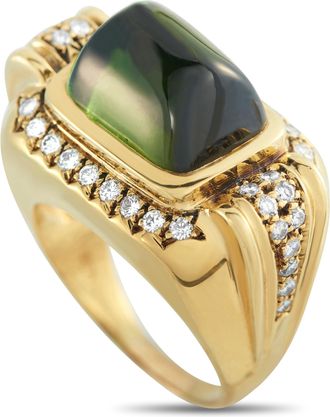 Luxury Bazaar 18K Yellow Gold 0.55ct Diamond and Peridot Ring MF50-122325