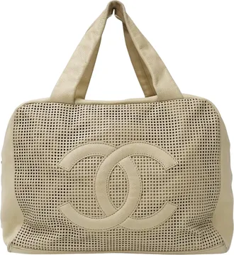 Chanel Beige Leather Handbag Tote Bag (Pre-Owned)