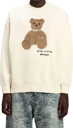 Palm Angels Bear-Embroidered Cotton Sweatshirt - White