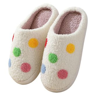 Generic Slippers for Women Fuzzy House Slip On Indoor Outdoor Bedroom Fleece Lined Cozy Slipper Winter Warm Soft Plush Cute Non-Slip Holiday Slippers Ladies C