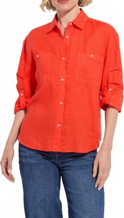 Lyss&eacute; Rose Roll Tab Shirt In Red Kiss