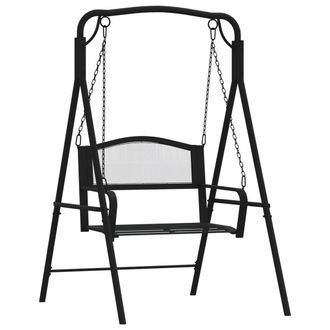 vidaXL Banco Mecedor De Acero Negro 124 Cm Vidaxl