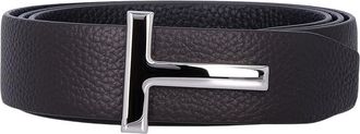 Tom Ford Dark Brown T Logo Belt