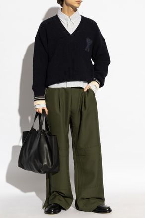 Ami Shirt With Striped Pattern, Mens, White