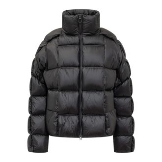 RAXXY Winter Jackets, female, Black, Size: L Oversized Braided Goose Down Hooded Jacket