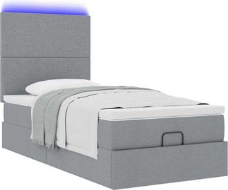 vidaXL Cama Otomana Con Colch&oacute;n Y Led Tela Gris Claro 90x200 Cm Vidaxl