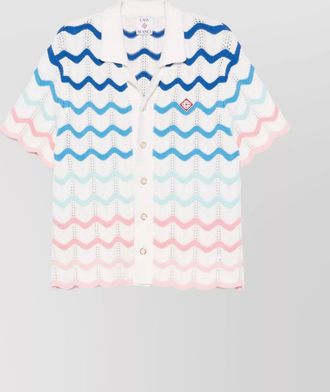 Casablanca wave crochet cuban collar shirt