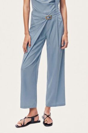 Nocturne Asymmetric Buckle Detail Pants in Blue at Nordstrom, Size X-Large