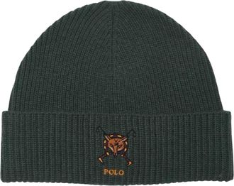 Polo Ralph Lauren Embroidered Fox Rib Beanie in College Green Men One Size - OS