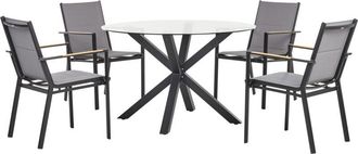 Beliani Garden Dining Set 4 Seater MALETTO/BUSSETO Glass Black