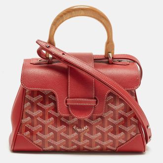 Goyard Saigon Mini Red Goyardine Coated Canvas And Leather Top Handle Bag