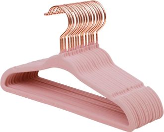 OEM Juego De 15 Perchas De Terciopelo Para Ropa De Beb&eacute; Con Gancho Giratorio De 360&deg; En Oro Rosa, Perchas Antideslizantes Para Ropa Infantil, Perchas Ultr