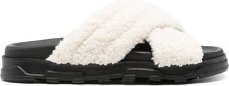Fabiana Filippi faux-shearling leather slides - women - Rubber/Leather/Polyester - 38.5 - White