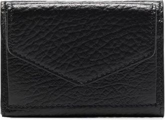 Maison Margiela Zwarte leren Tri-fold Cardholder Portemonnee - Heren - Portefeuilles - Zwart - ONE Size - Accessoires