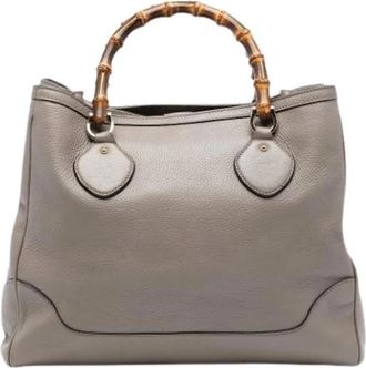 Gucci Pre-owned Bamboo Top Handle Tote - Dames - Vintage Shopper - Grijs - ONE Size - Leer - Vintage