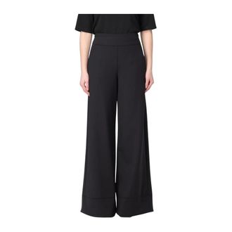 Max Mara Wide Trousers, female, Black, M, Wide Leg Trousers Cuffed Hem