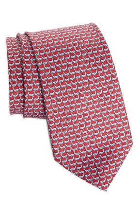 Ermenegildo Zegna Whale Print Silk Tie in Red at Nordstrom